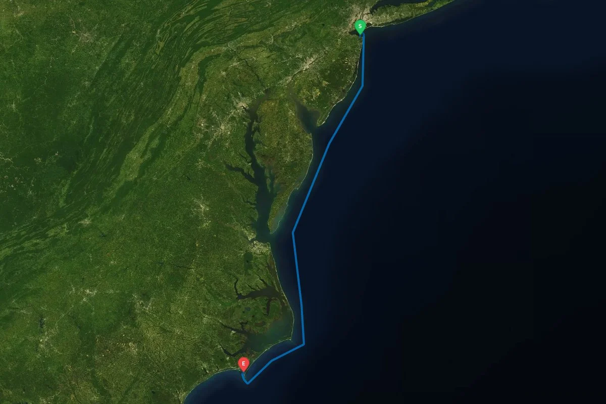 Atlantic Highlands Sandy Hook, NJ to Cape Lookout, NC map preview