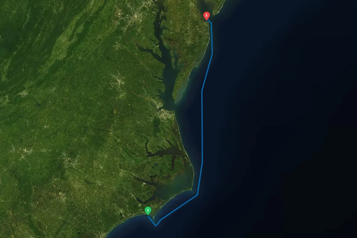 Beaufort Inlet, NC to Delaware Bay, Lewes, DE map preview