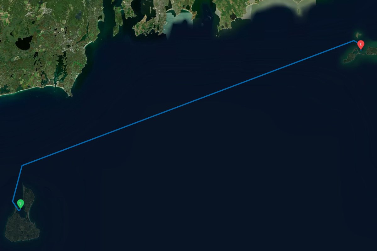 Block Island, RI to Cuttyhunk, MA map preview