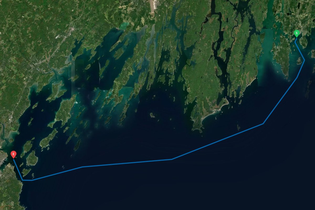 Boothbay Harbor, ME to Portland Harbor, ME map preview