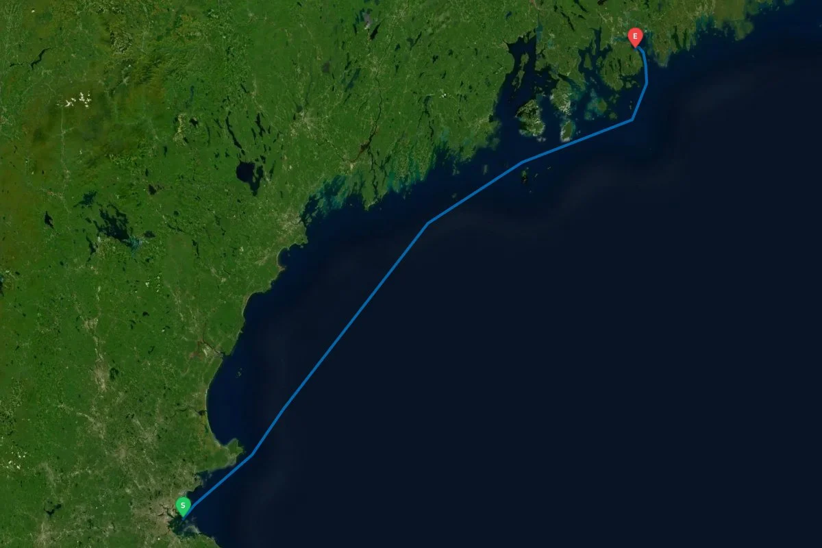 Boston Harbor, MA to Bar Harbor, ME map preview