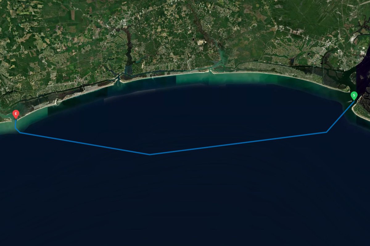 Cape Fear Inlet, Bald Head Island, NC to Little River Inlet, Myrtle Beach, SC map preview