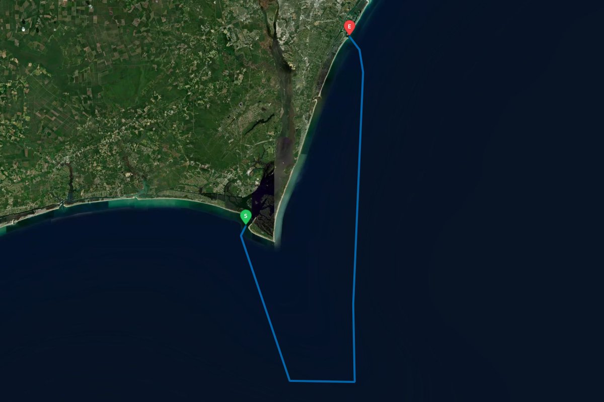 Cape Fear Inlet, Bald Head Island, NC to Masonboro Inlet, Wrightsville Beach, NC map preview