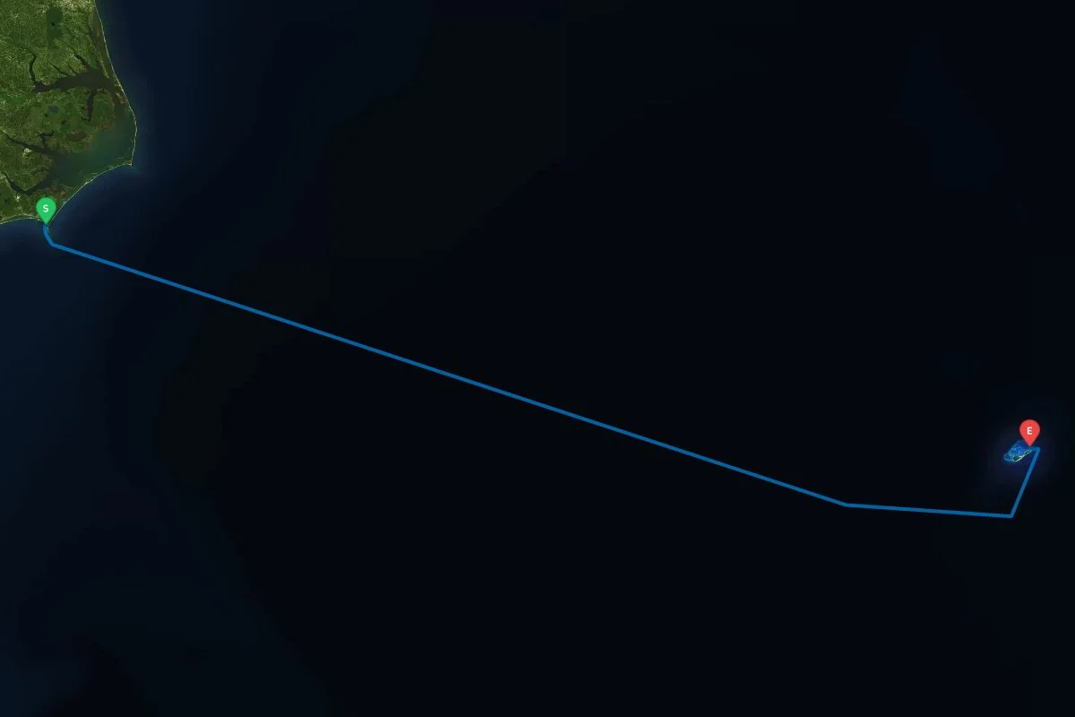 Cape Lookout, NC to St. George, Bermuda map preview