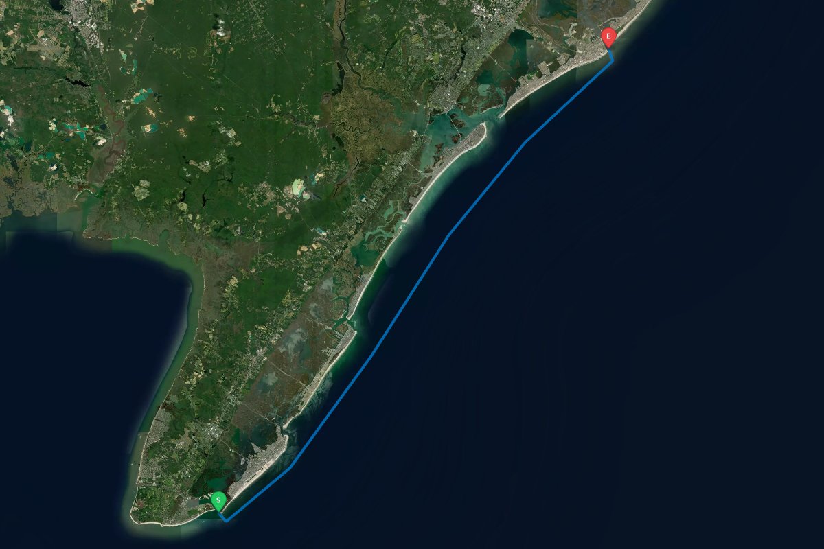 Cape May Inlet, NJ to Absecon Inlet, Atlantic City, NJ map preview