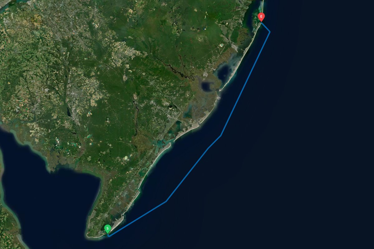 Cape May Inlet, NJ to Barnegat Inlet, NJ map preview
