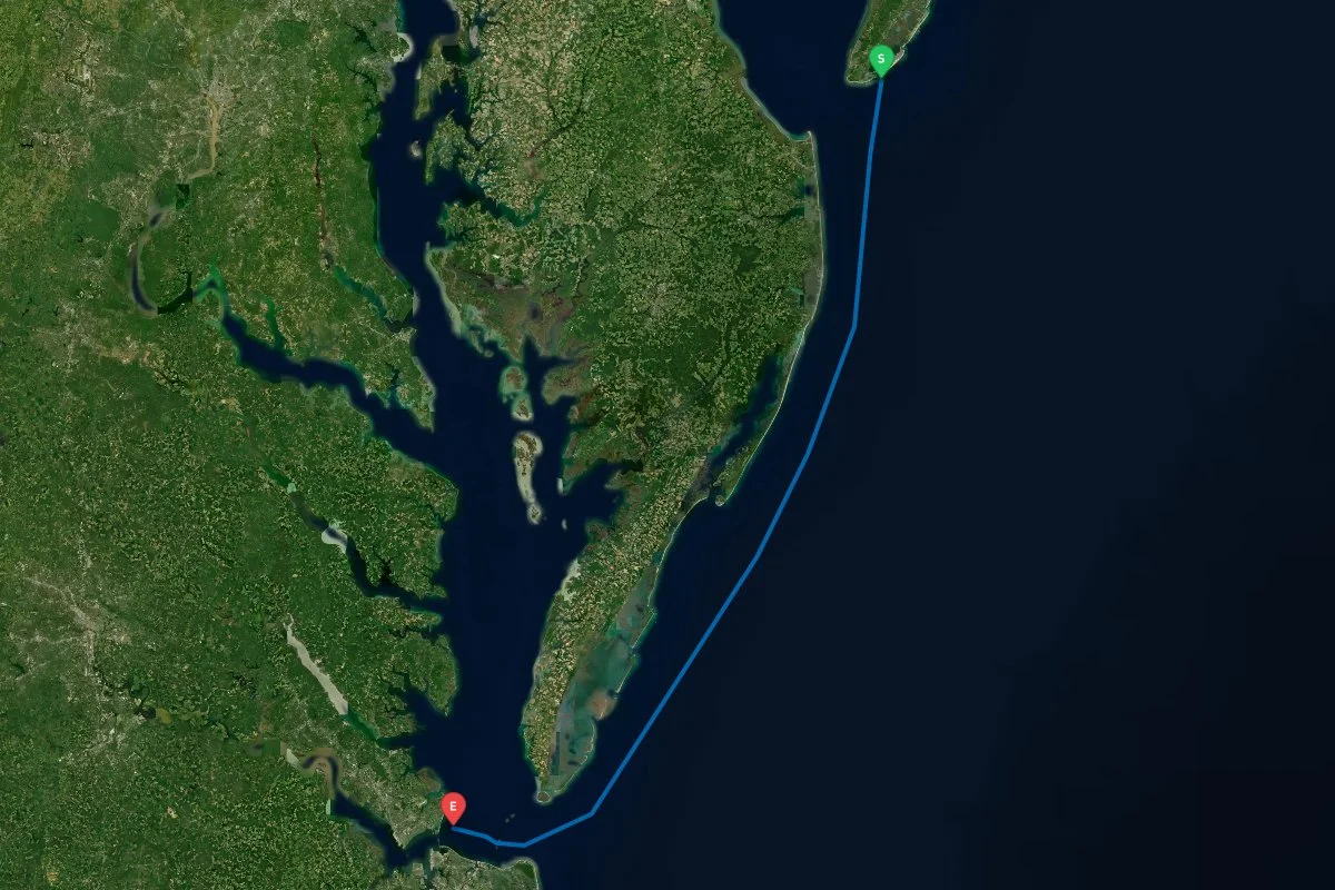 Cape May Inlet, NJ to Norfolk / Hampton, VA map preview