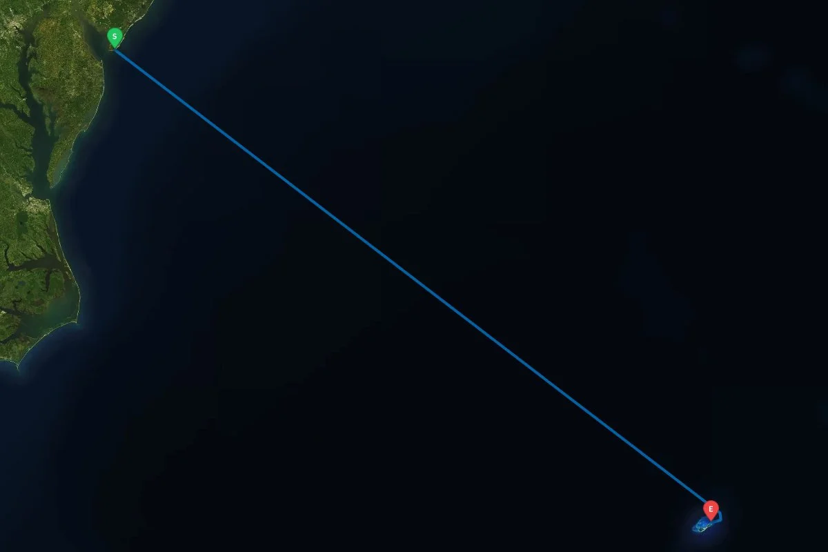 Cape May Inlet, NJ to St. George, Bermuda map preview