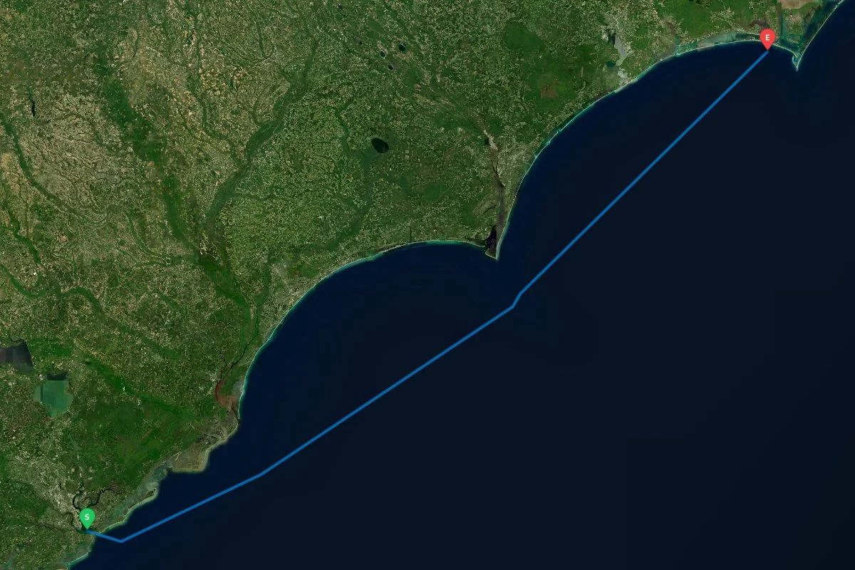 Charleston Harbor, SC to Beaufort Inlet, NC map preview