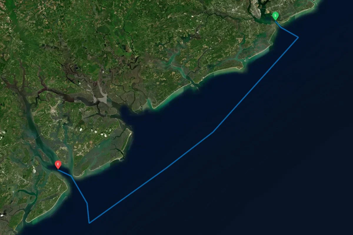 Charleston Harbor, SC to Port Royal Sound, Hilton Head Island, SC map preview