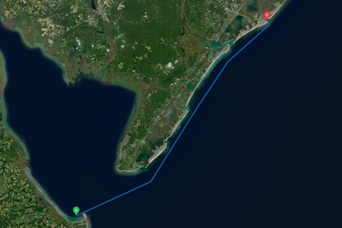 Delaware Bay, Lewes, DE to Absecon Inlet, Atlantic City, NJ map preview