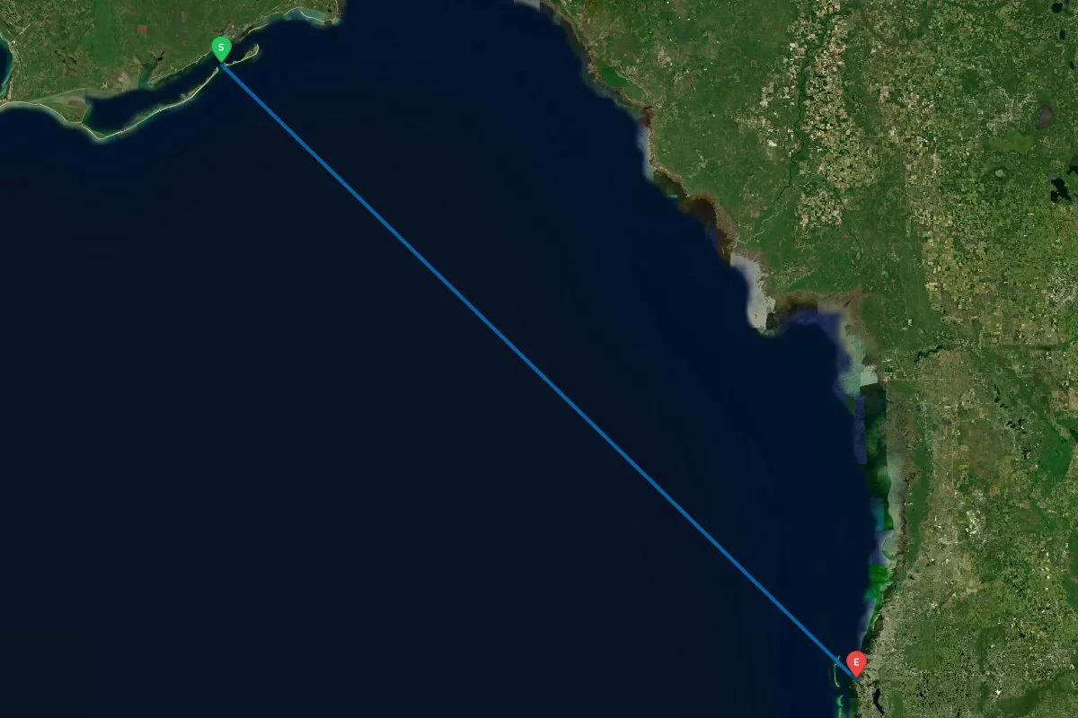 Dog Island, FL to Tarpon Springs, FL - Gulf Crossing map preview