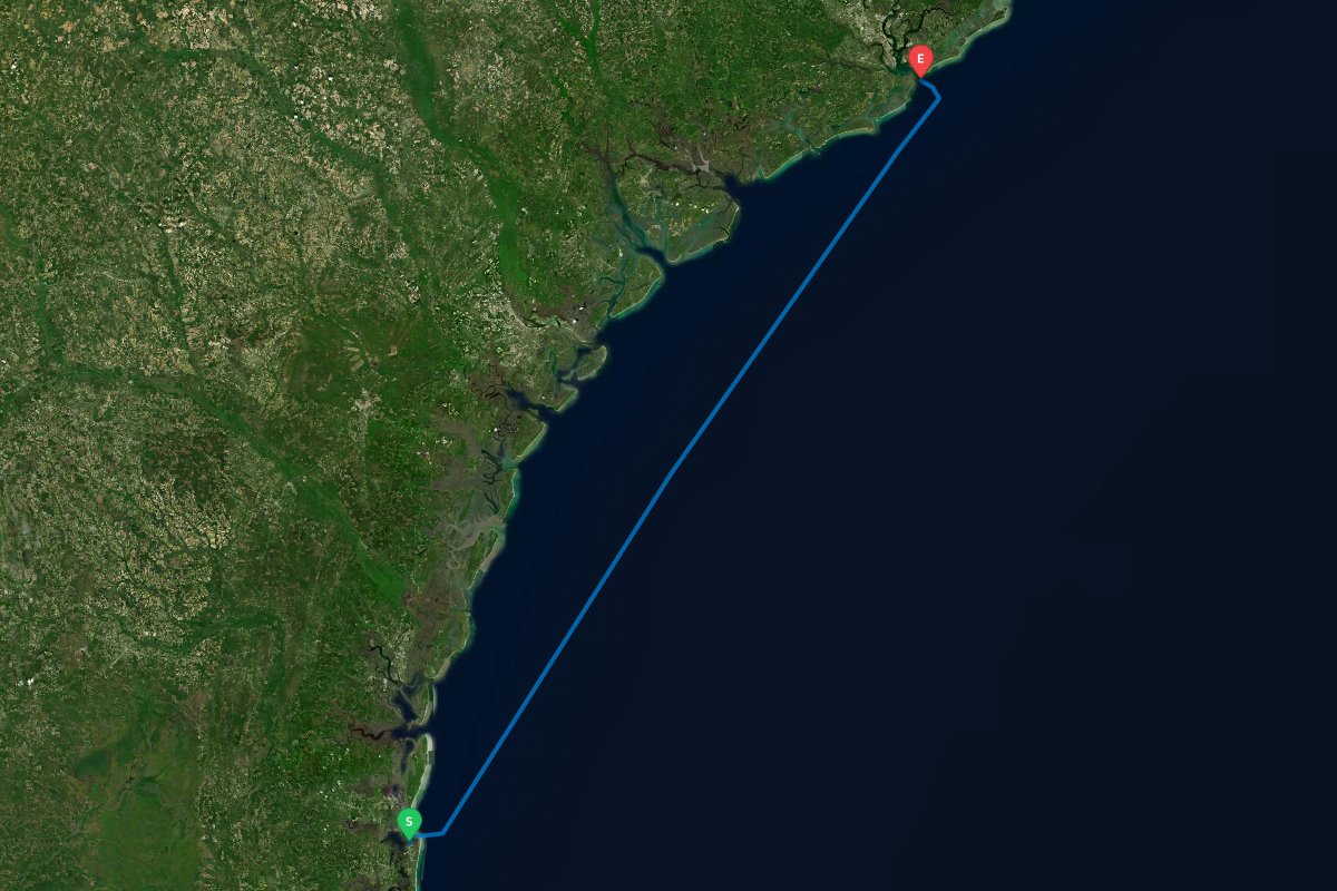Fernandina Beach, FL to Charleston, SC map preview