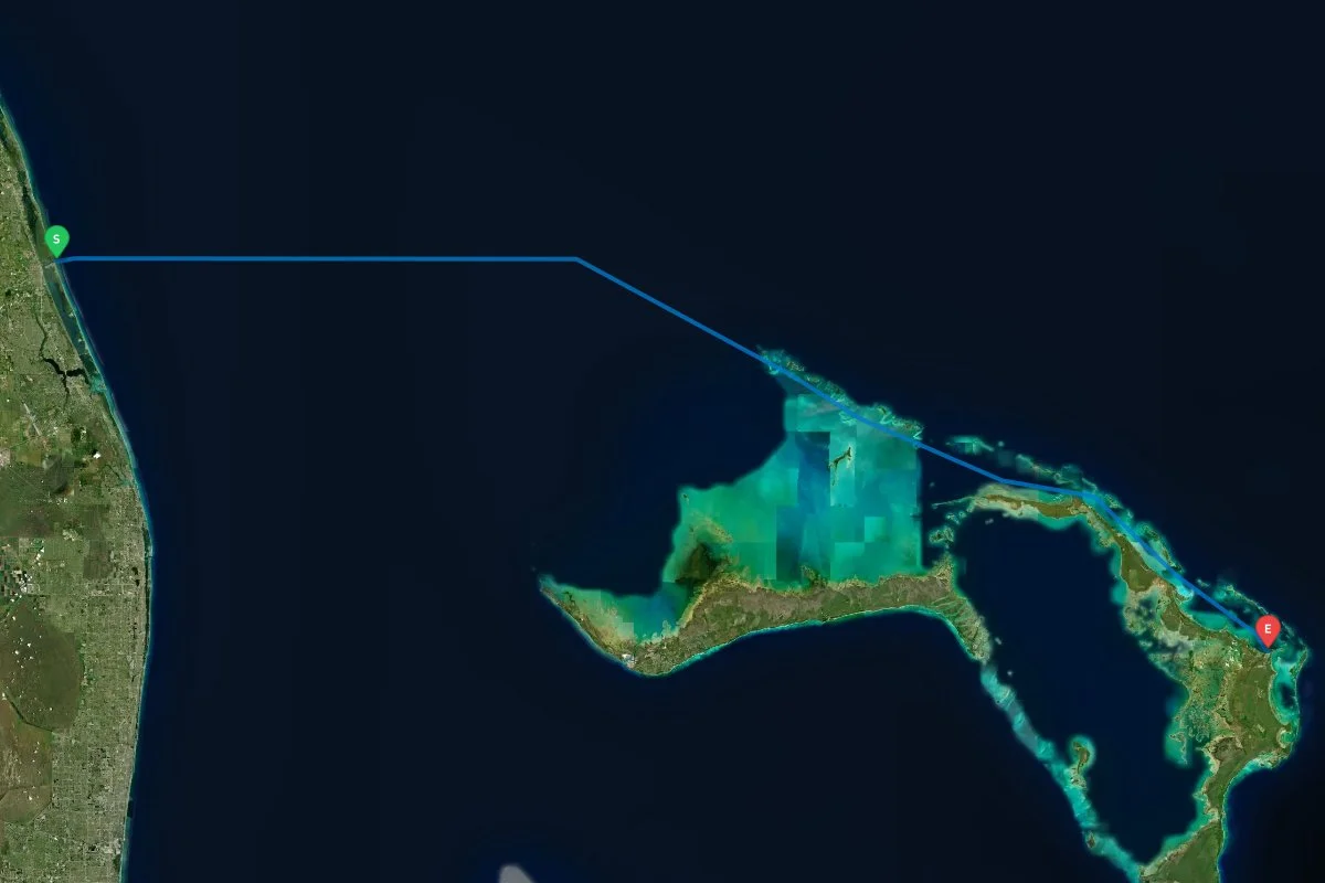 Ft. Pierce, FL to Marsh Harbor, The Abacos, The Bahamas map preview
