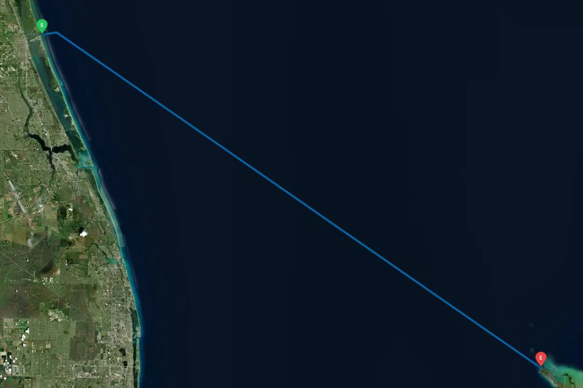 Ft. Pierce, FL to West End, The Abacos, The Bahamas map preview