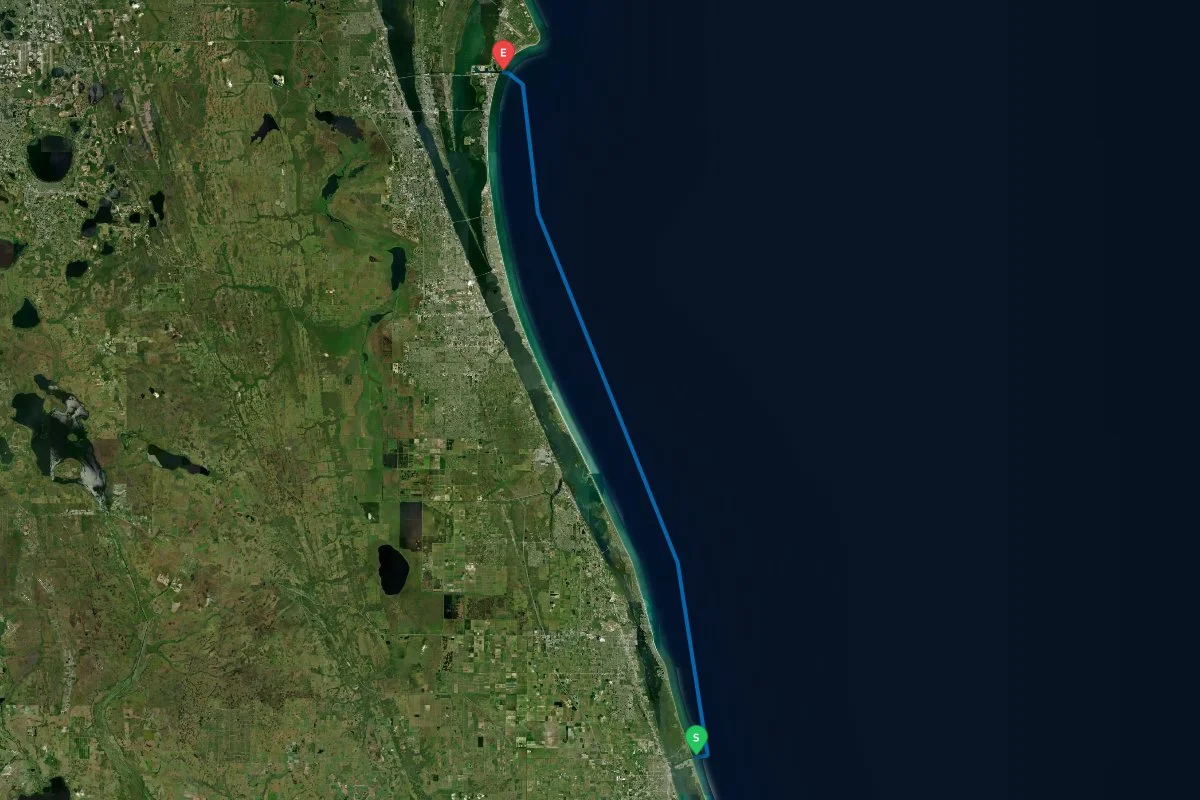 Ft Pierce Inlet, FL to Port Canaveral, Cape Canaveral, FL map preview