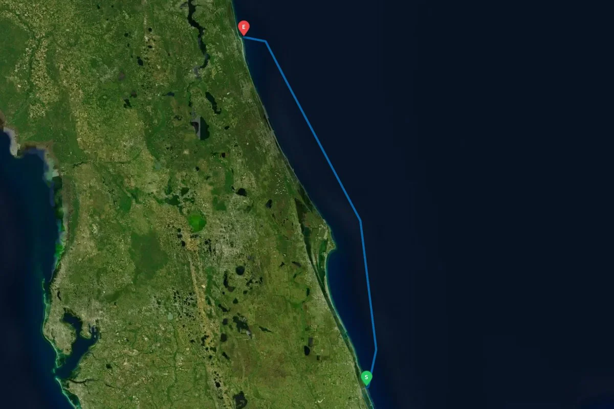 Ft Pierce Inlet, FL to St Augustine Inlet, FL map preview