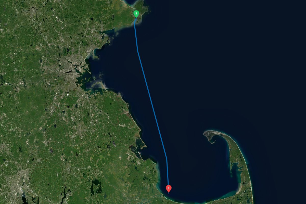 Gloucester, MA to Cape Cod Canal, MA map preview