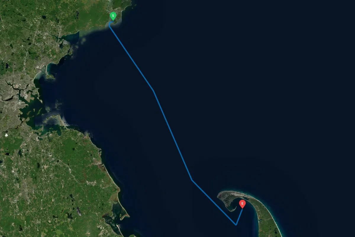 Gloucester, MA to Cape Cod, MA map preview