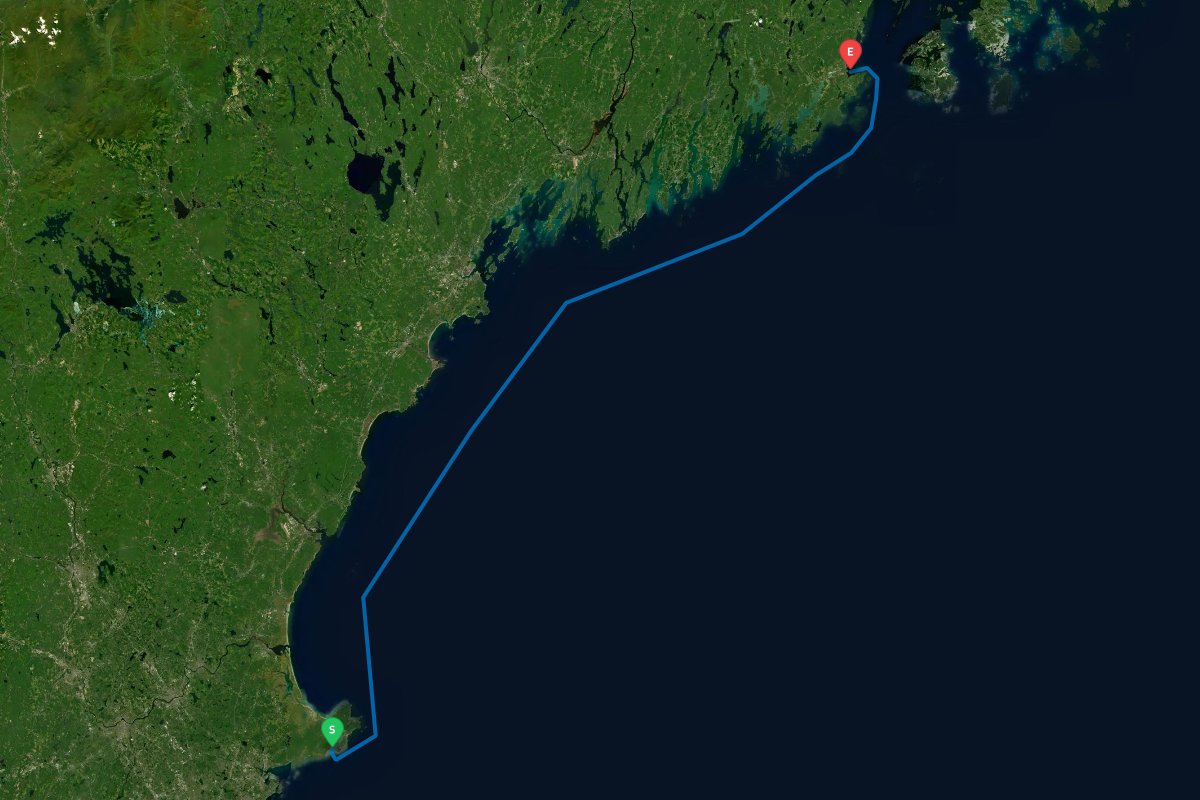 Gloucester, MA to Rockland, ME map preview