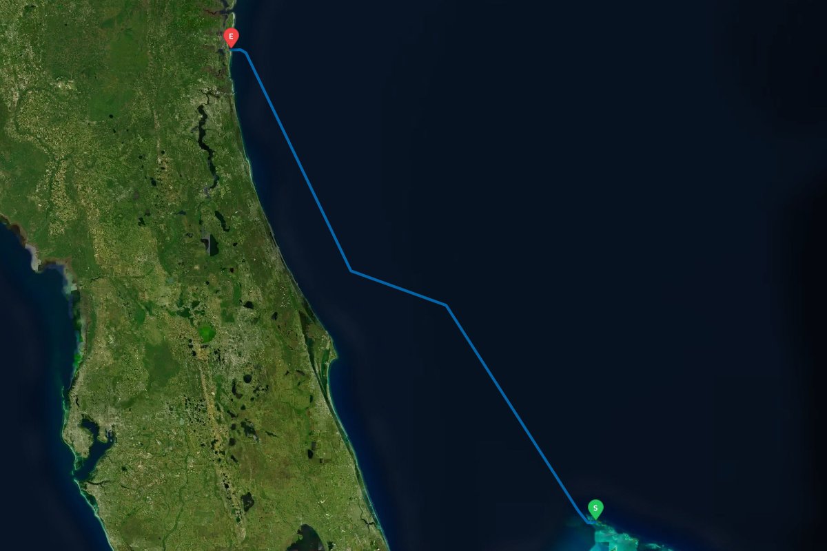 Grand Cay, The Abacos, The Bahamas to St. Mary's Inlet GA / FL map preview