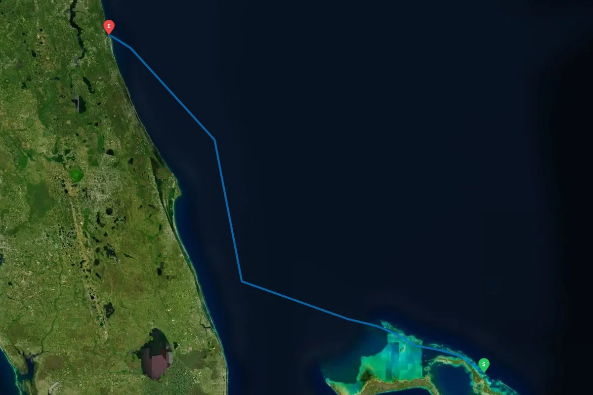 Green Turtle Cay, The Abacos, The Bahamas to St. Augustine, FL map preview