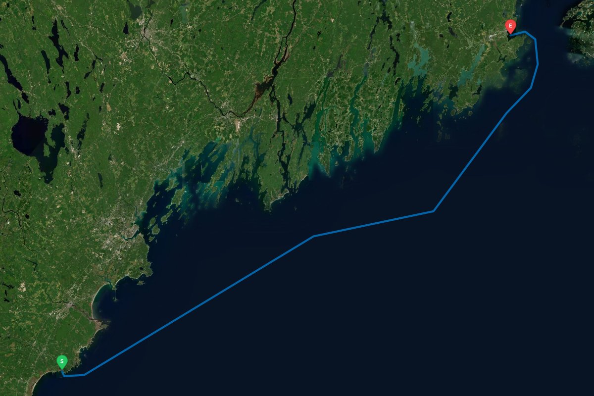 Kennebunk, ME to Rockland, ME map preview