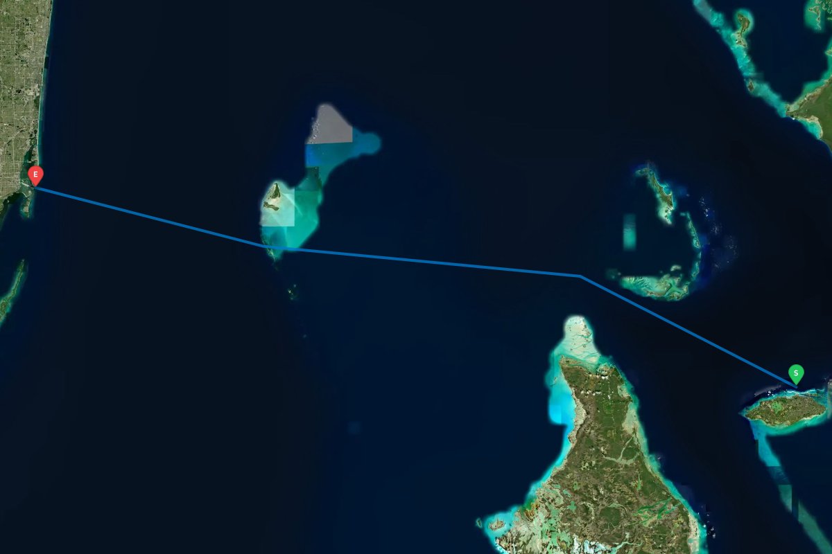 Nassau, New Providence Island, The Bahamas to Government Cut, Miami, FL map preview