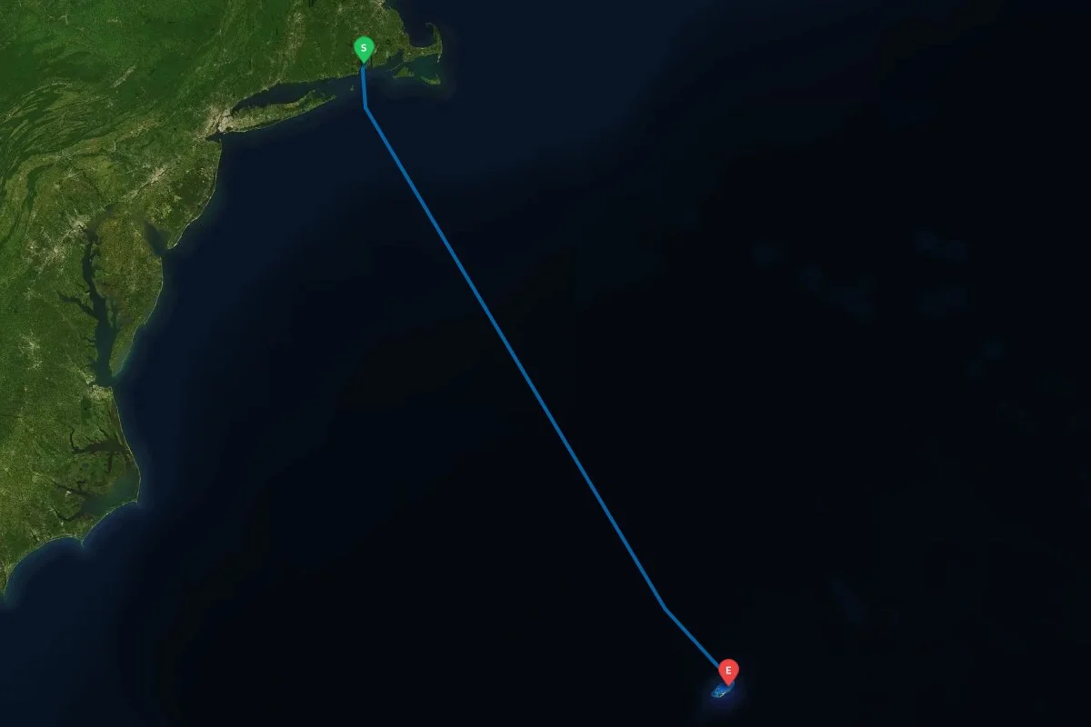 Newport Harbor, Newport, RI to St. George, Bermuda map preview