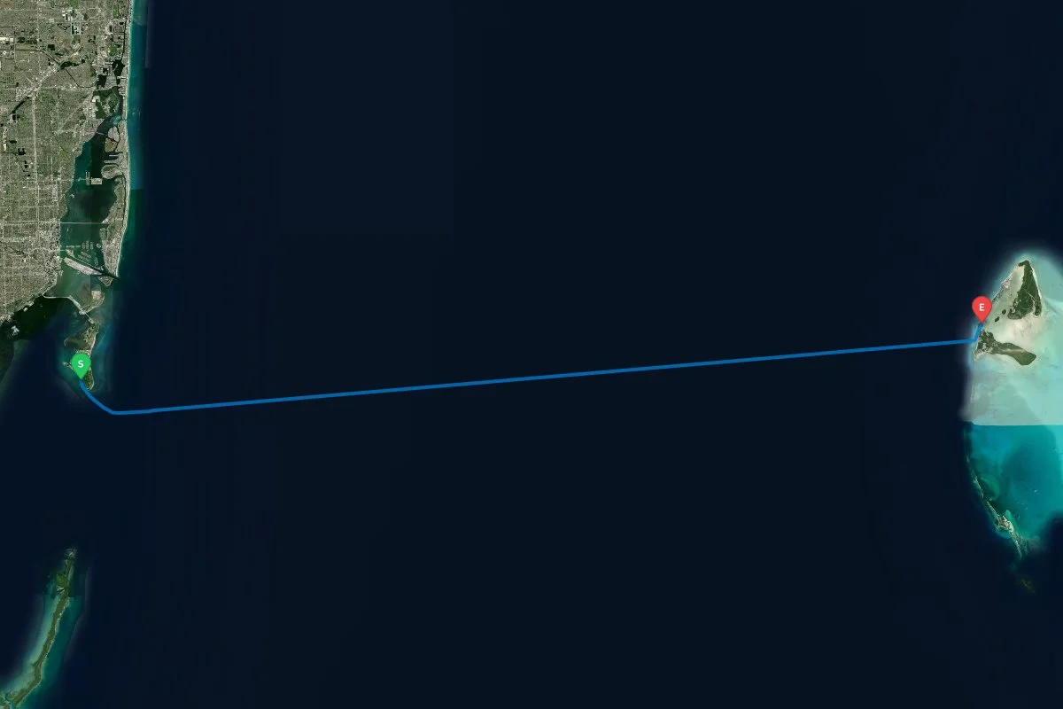 No Name Harbor, Key Biscayne, FL to Bimini, The Bahamas map preview