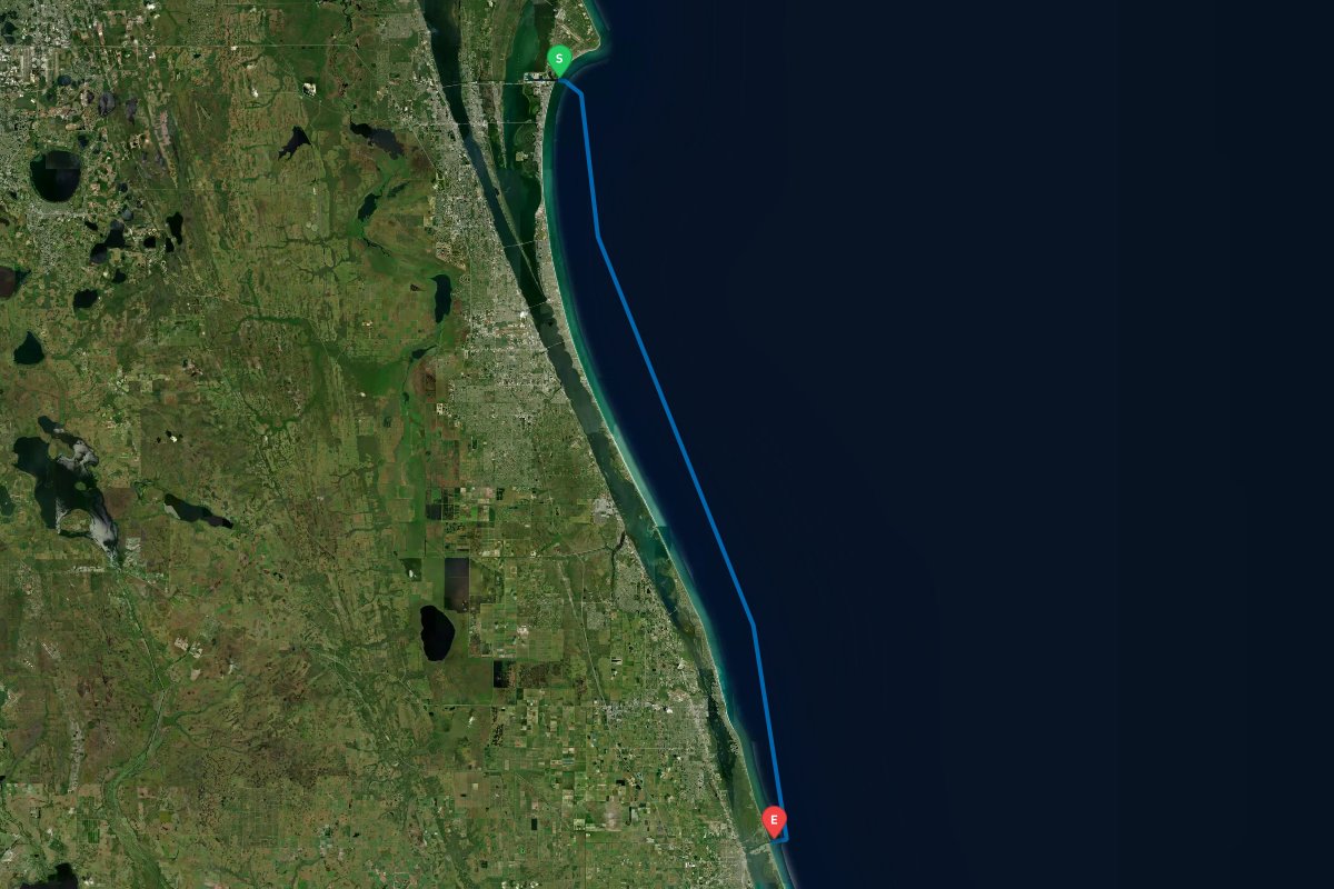 Port Canaveral, Cape Canaveral, FL to Ft Pierce Inlet, FL map preview