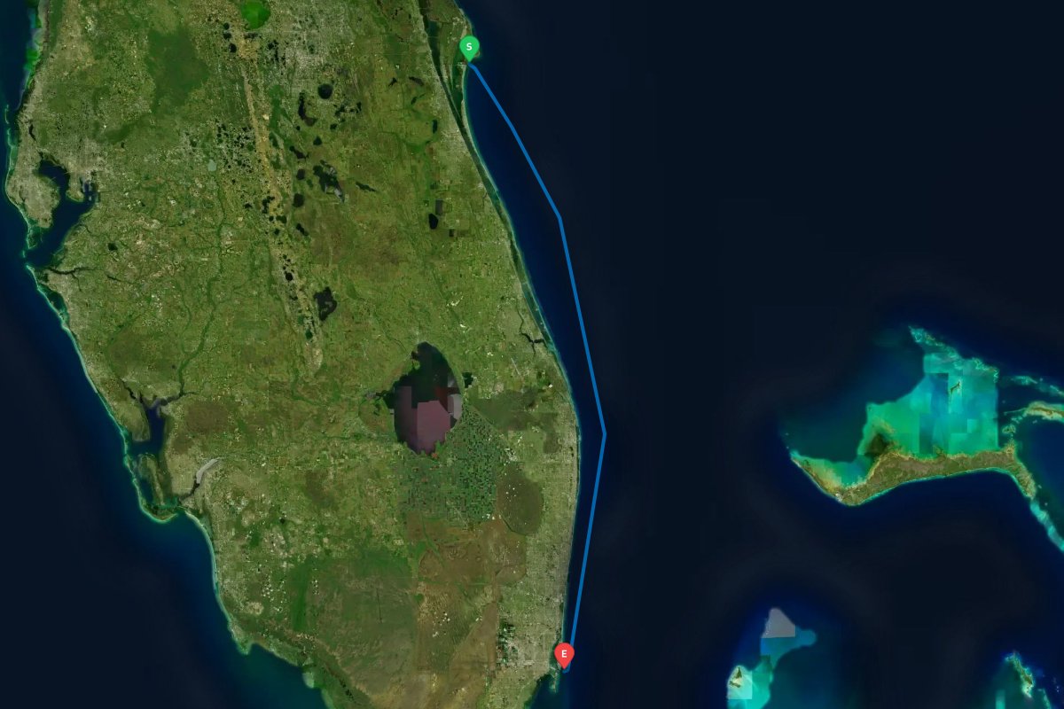 Port Canaveral, Cape Canaveral, FL to Government Cut, Miami, FL map preview