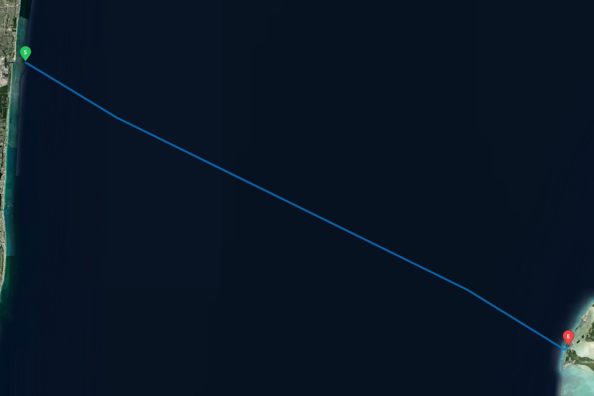 Port Everglades, Fort Lauderdale, FL to Bimini, Bahamas map preview