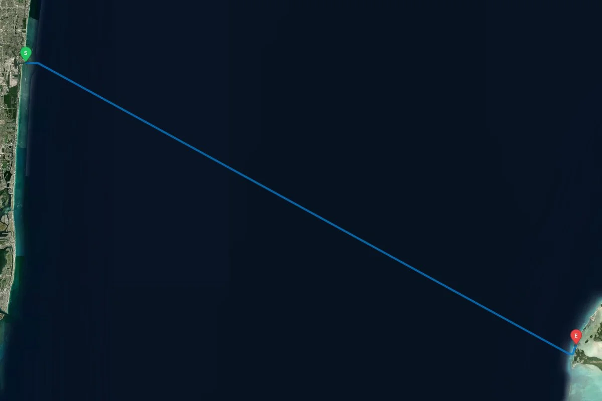 Port Everglades, Fort Lauderdale, FL to North Bimini, The Bahamas map preview