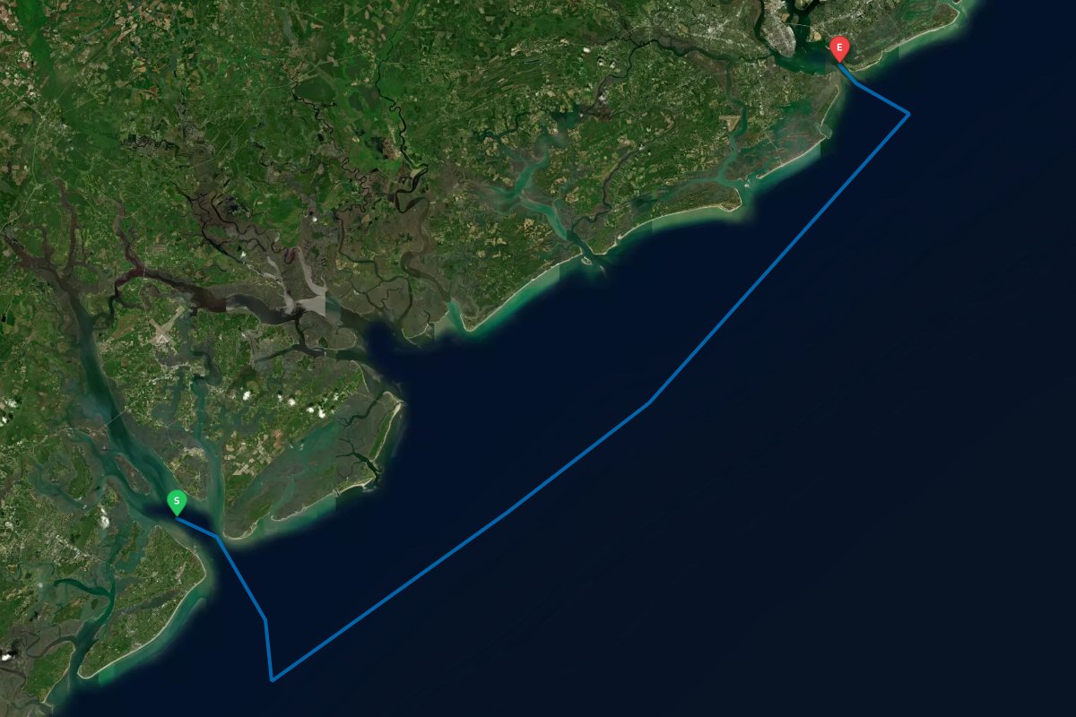 Port Royal Sound, Hilton Head Island, SC to Charleston Harbor, SC map preview