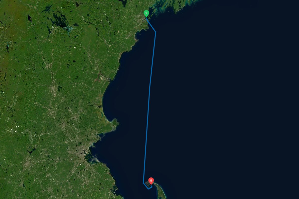 Portland Harbor, ME to Provincetown Harbor, MA map preview