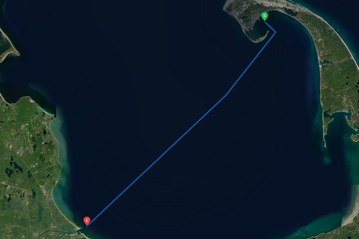 Provincetown Harbor, MA to Cape Cod Canal, MA map preview