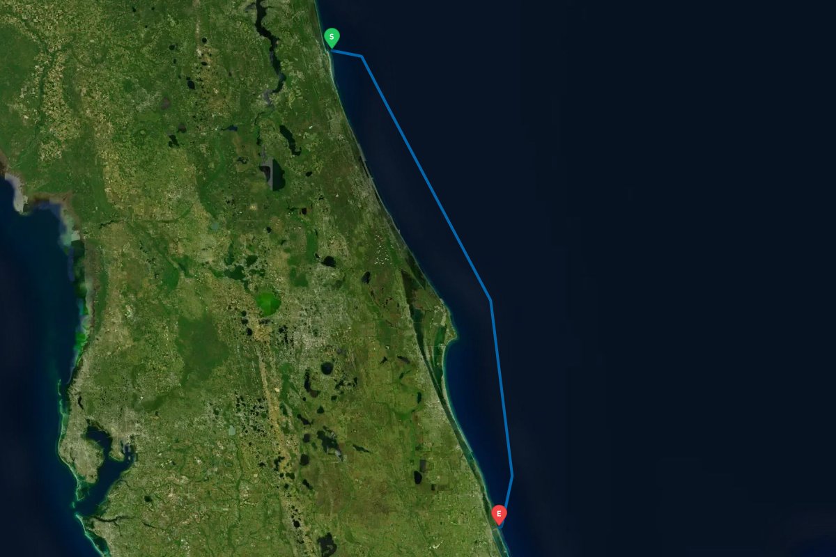 St Augustine Inlet, FL to Ft Pierce Inlet, FL map preview