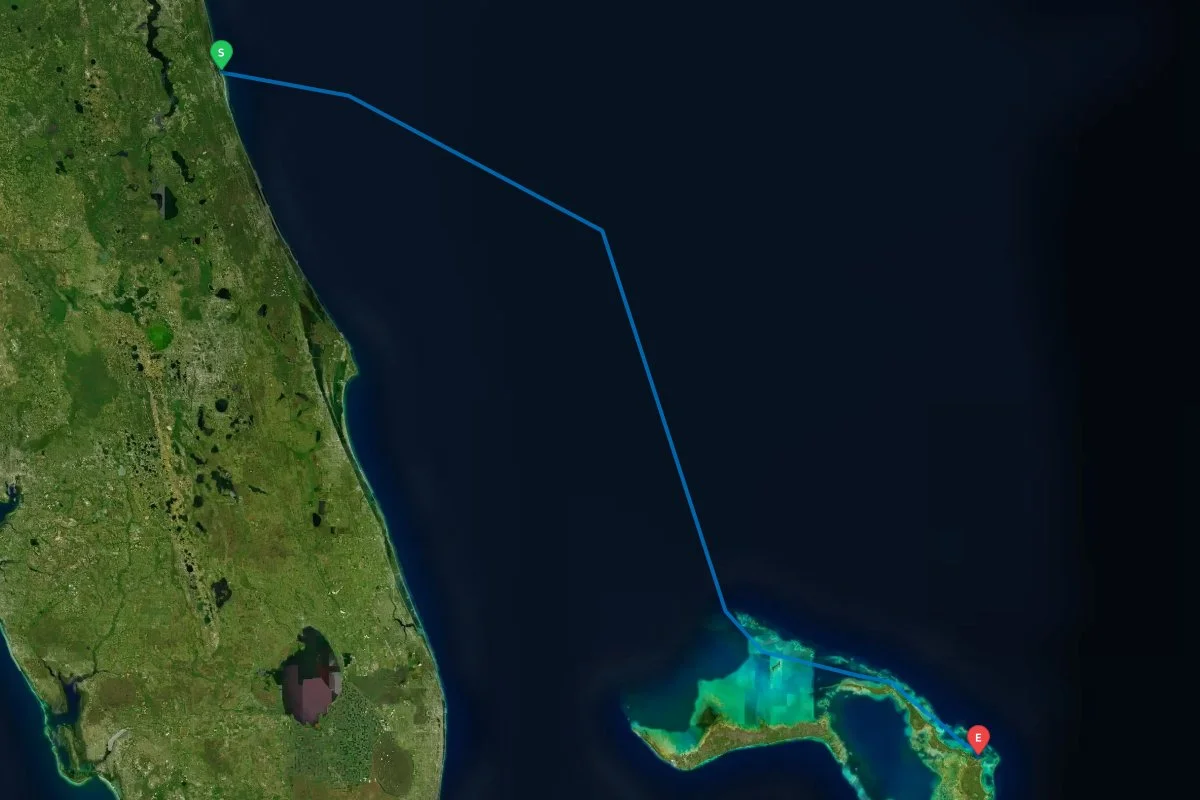St Augustine Inlet, FL to Marsh Harbour, Abaco, Bahamas map preview