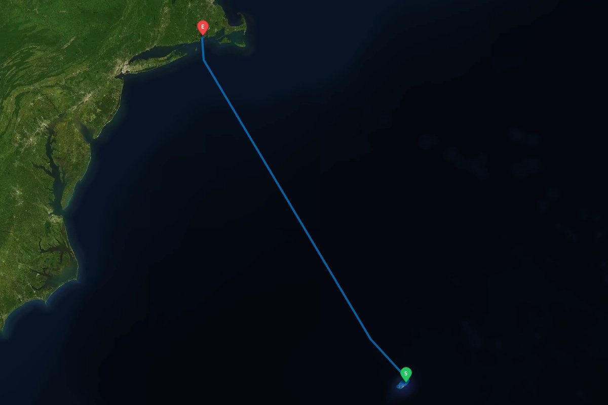 St. George, Bermuda to Newport Harbor, Newport, RI map preview