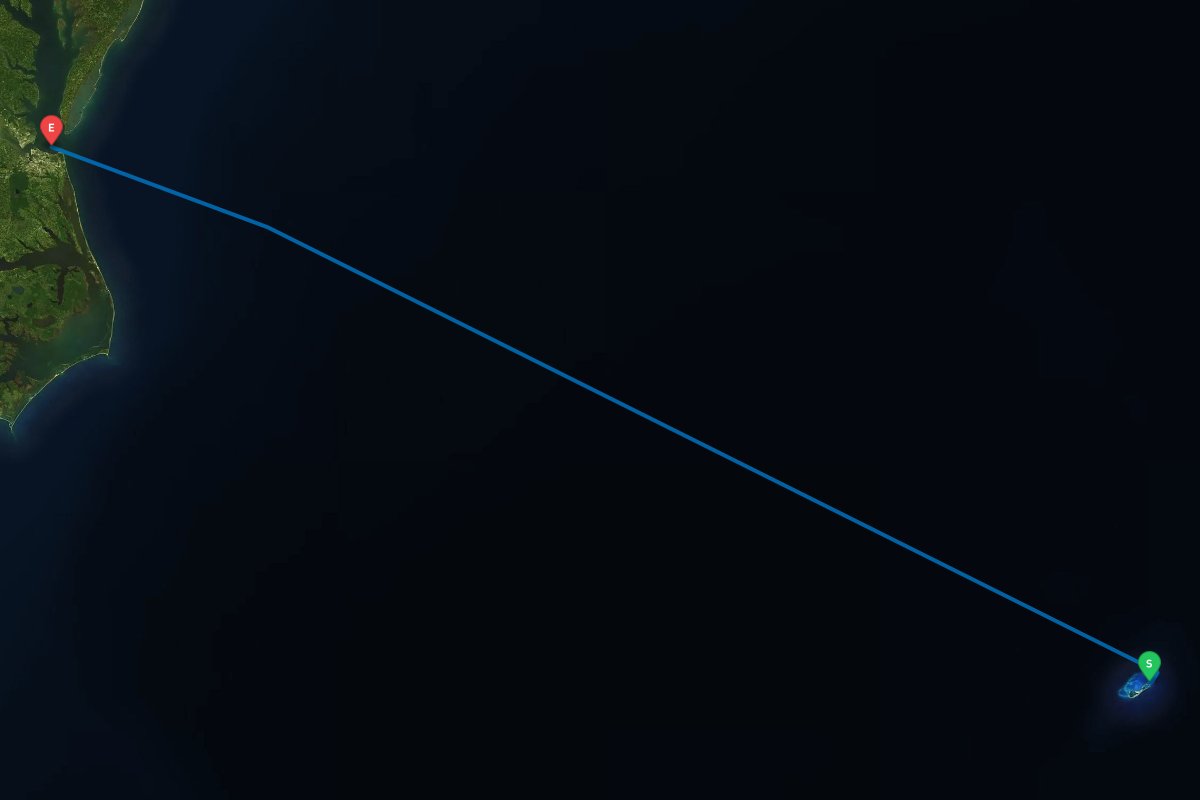 St. George, Bermuda to Norfolk / Hampton, VA map preview