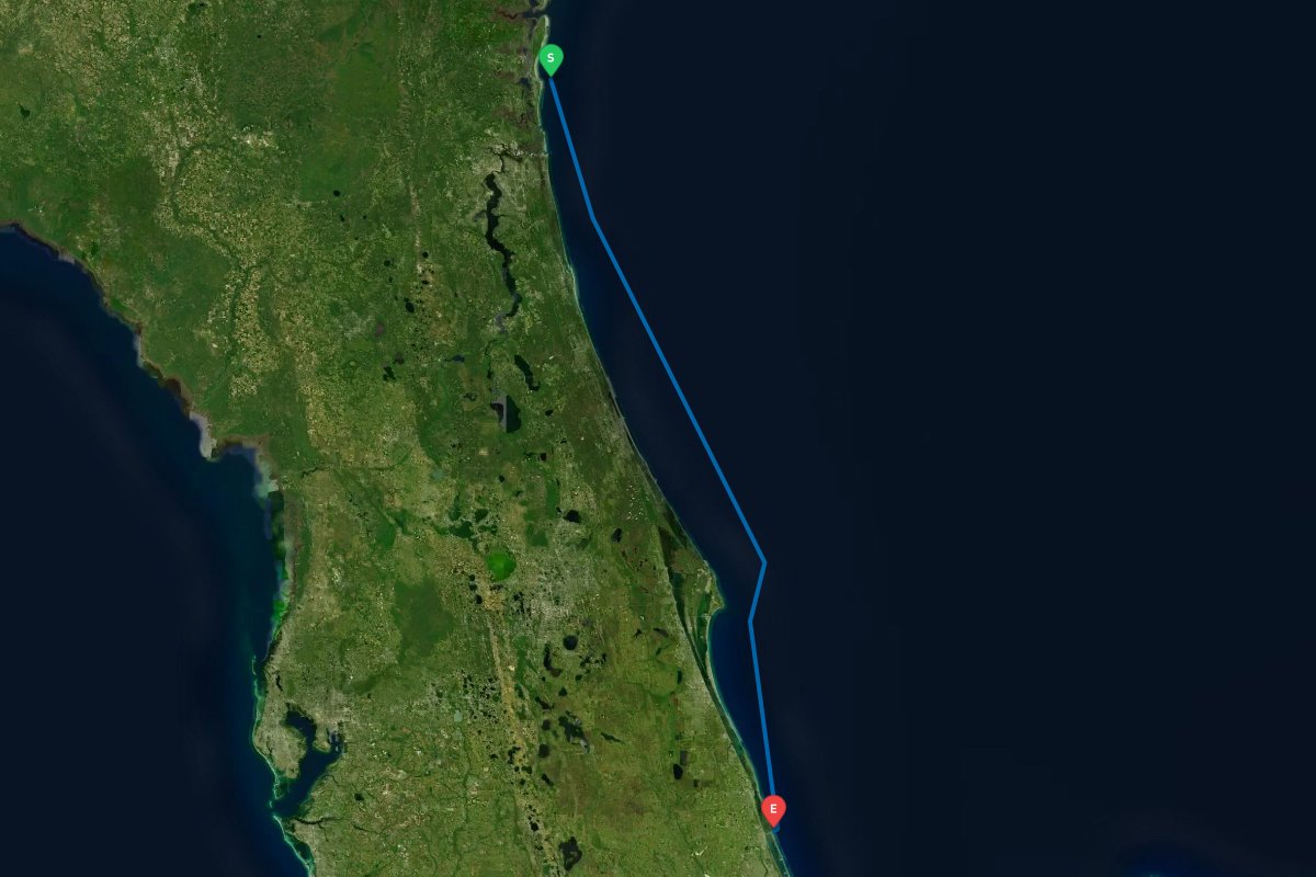 St Marys Inlet, GA, Fernandina Beach, FL to Ft Pierce Inlet, FL map preview