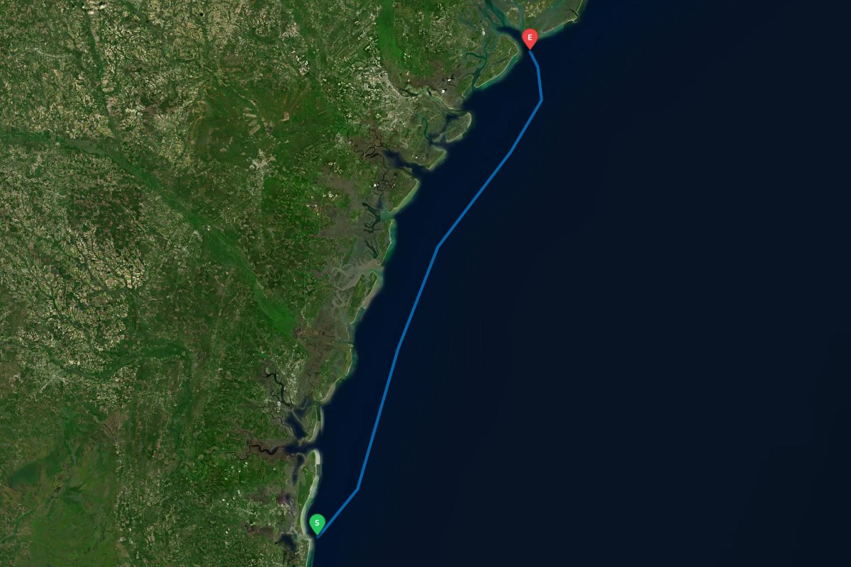 St Marys Inlet, GA, Fernandina Beach, FL to Port Royal Sound, Hilton Head Island, SC map preview