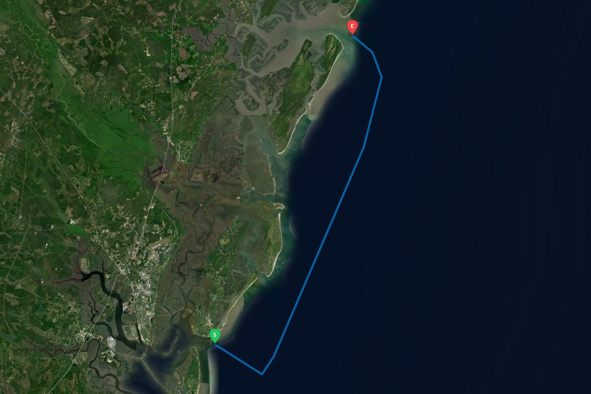 St Simons Sound, Brunswick, GA to Sapelo Sound, Blackbeard Island, GA map preview
