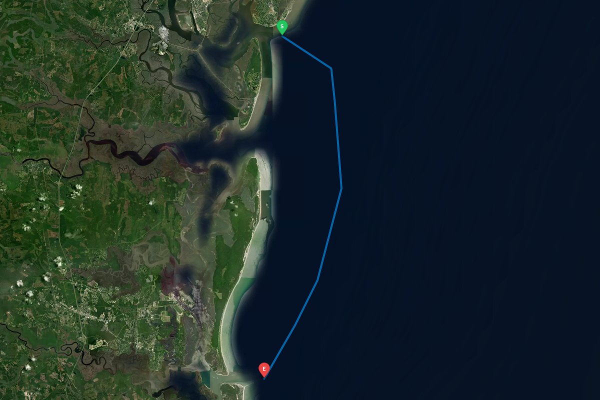 St Simons Sound, Brunswick, GA to St Marys Inlet, GA, Fernandina Beach, FL map preview