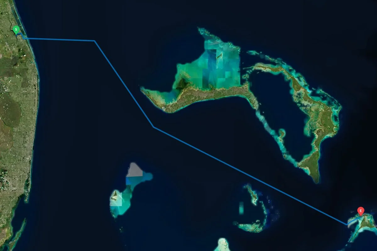Saint Lucie Inlet, Stuart, FL to Spanish Wells, Eleuthera, The Bahamas map preview