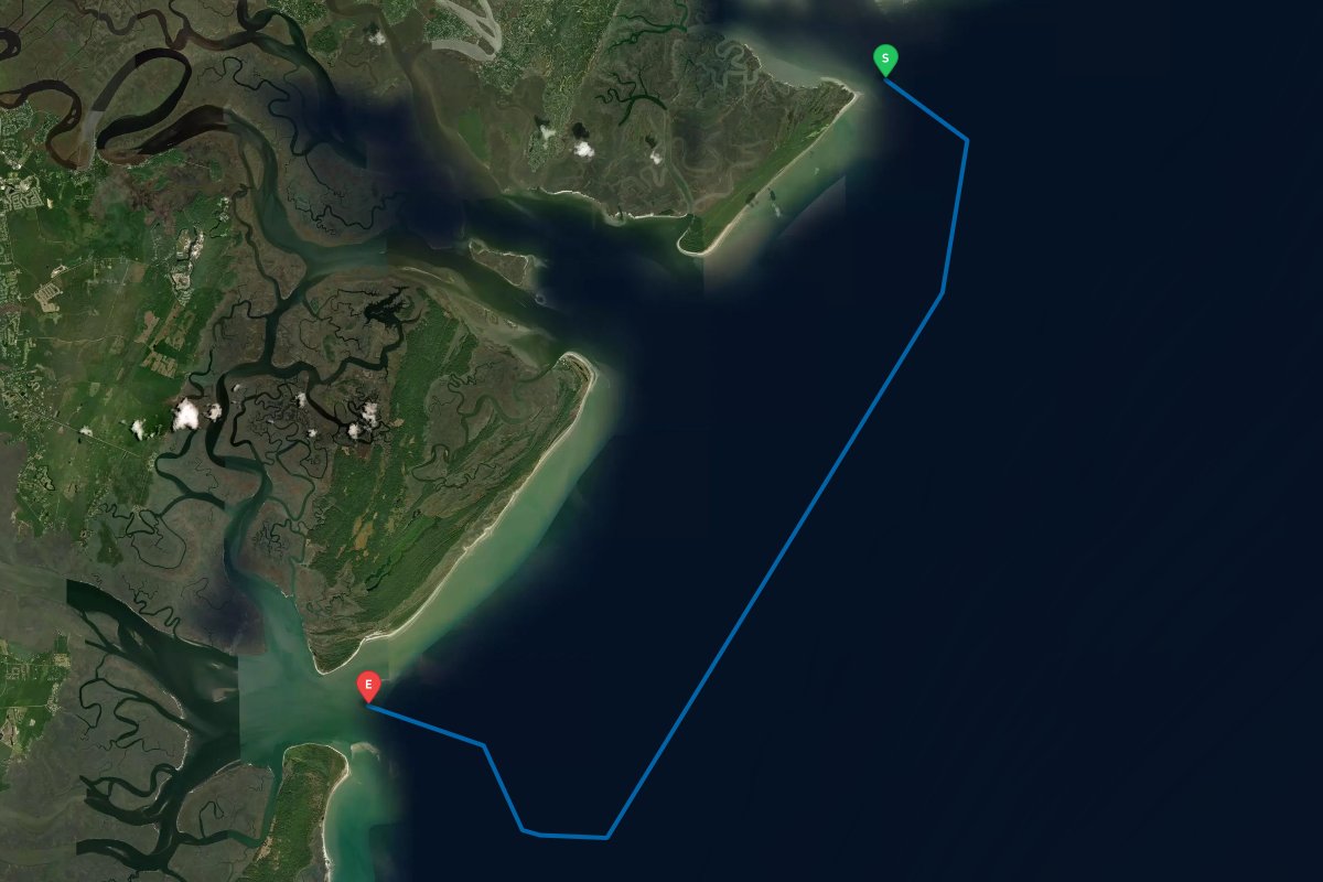 Wassaw Sound, GA to St Catherines Sound, GA map preview